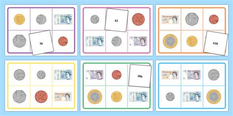 Notes and Coins Bingo .